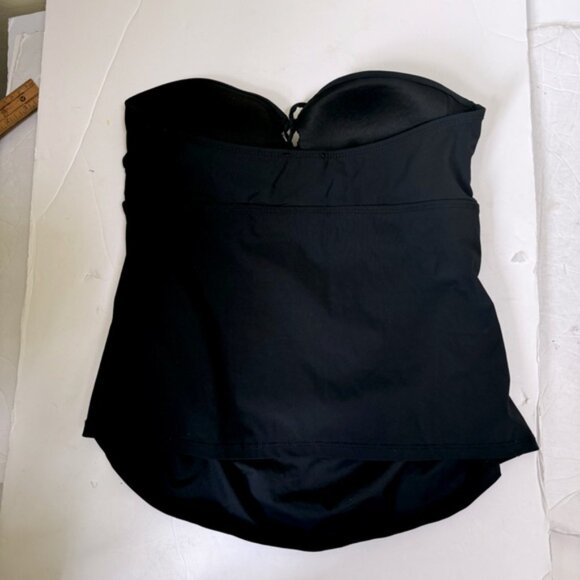 SPANX AssetsNEW LaceUp Ruched Tankini Halter Bikini Top Control Slimming Black M - Picture 3 of 16